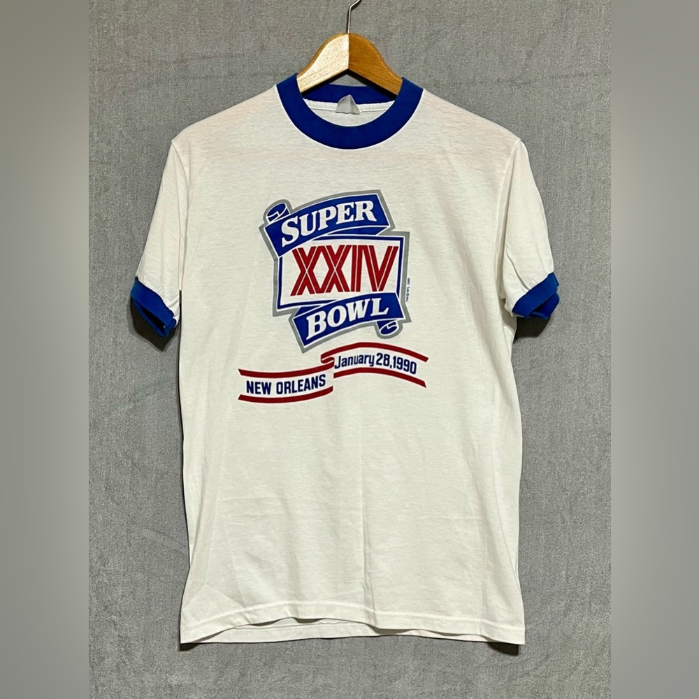 Super Bowl XXIV New Orleans January 28, 1990 Ringer T-shirt Size‎ Small Vintage
